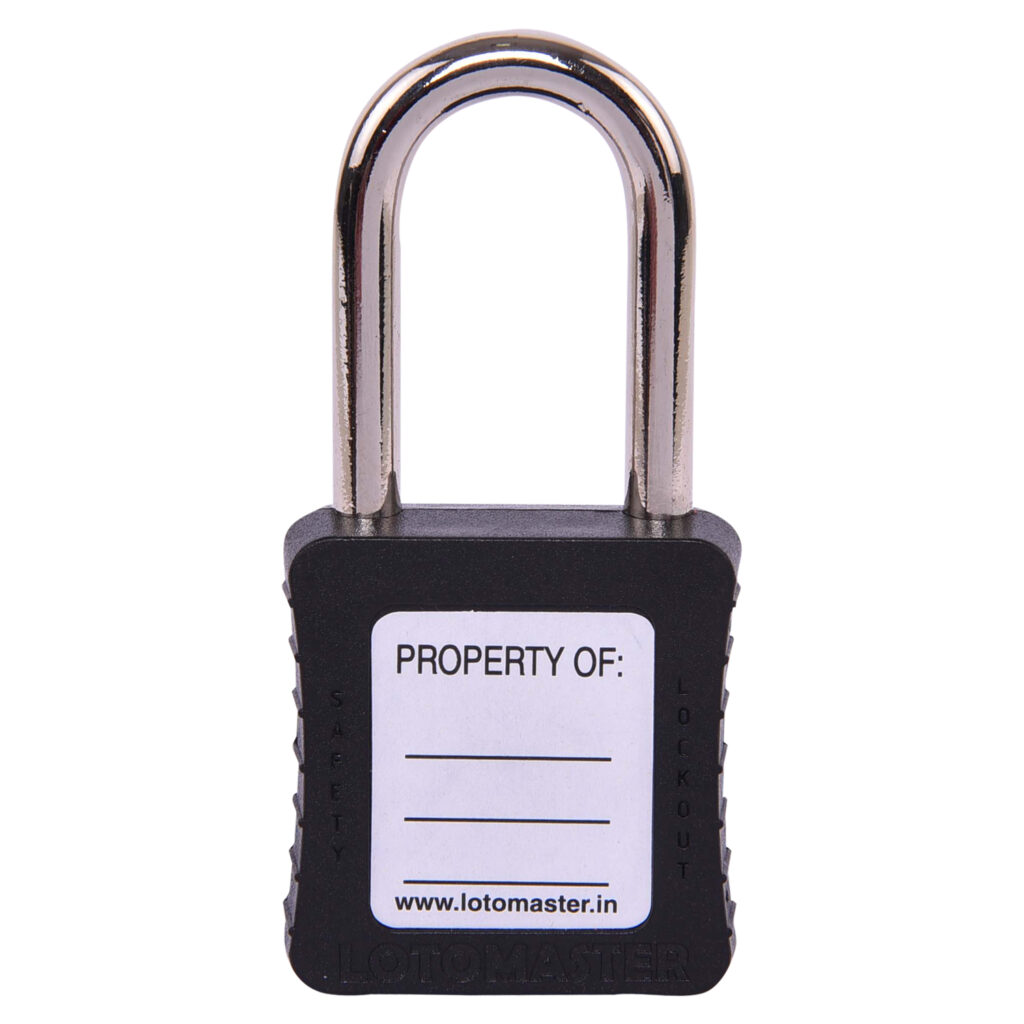 Safety Lockout Padlock 38mm Keyed Different Black LOTOMASTER