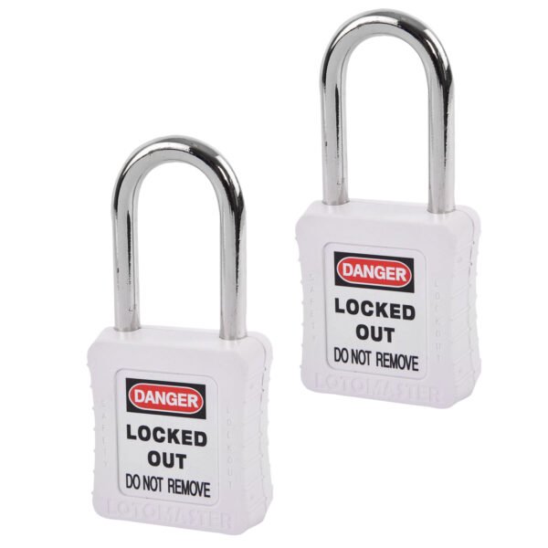 Safety Lockout Padlocks 2 Keyed Alike 38mm White