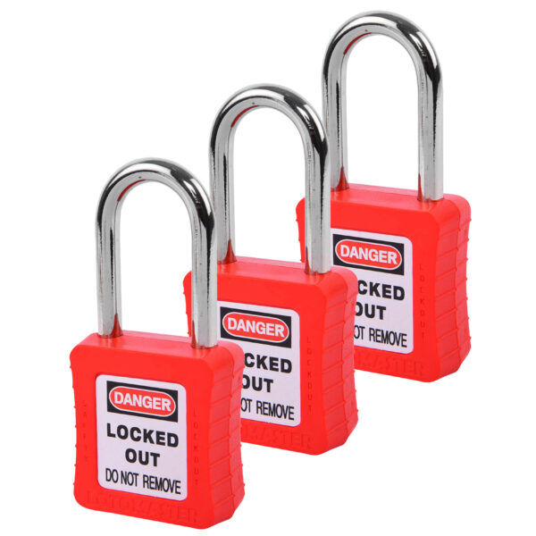 Master Key Lockout Padlocks 3 Master Keyed 38mm Red