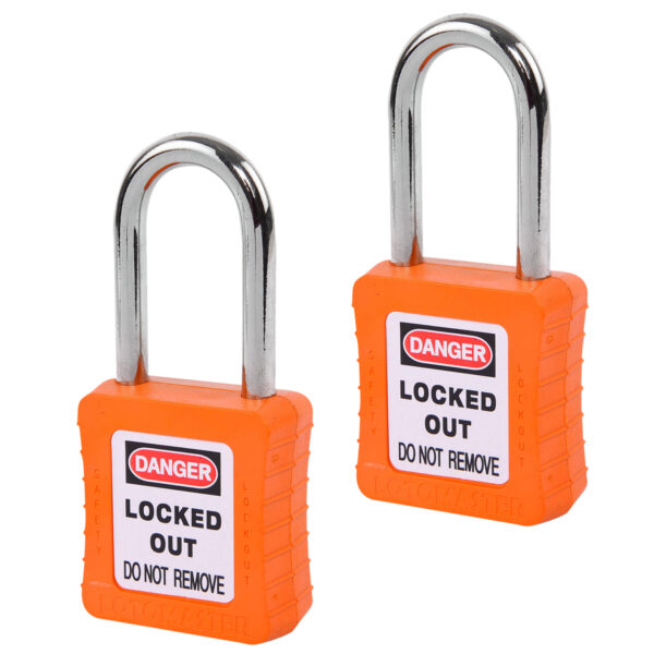 Safety Lockout Padlocks 2 Keyed Alike 38mm Orange