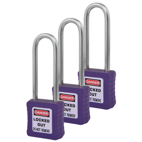 Safety Lockout Padlocks 3 Master Keyed 75mm Violet