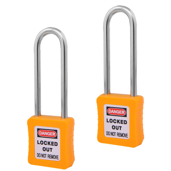 Safety Lockout Padlocks 2 Keyed Alike 75mm Yellow