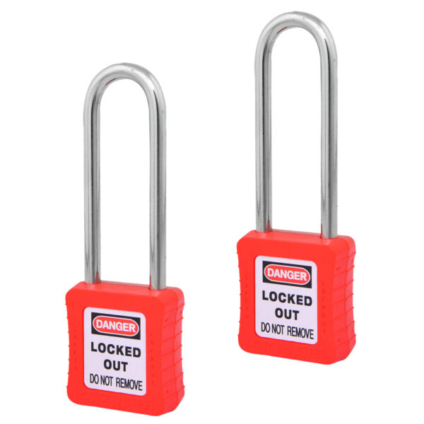 Safety Lockout Padlocks 2 Keyed Alike 75mm Red