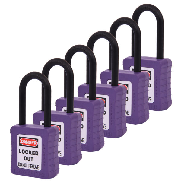 De-Electric Lockout Padlocks 6 Master Keyed 38mm Violet